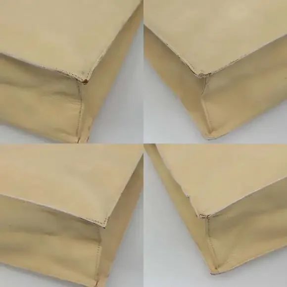 GUCCI Hand Bag Leather Beige Gold